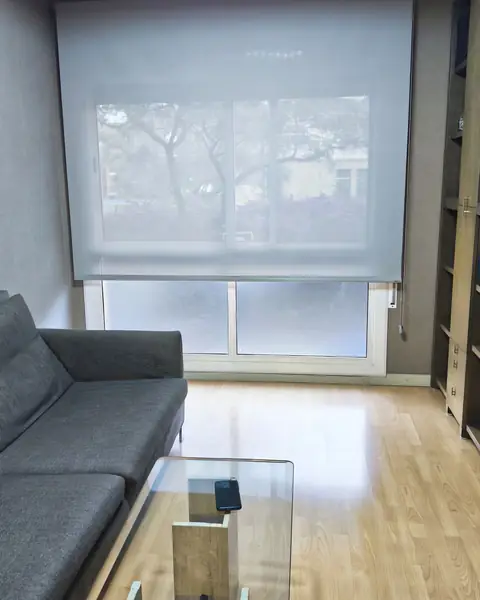 Persiana enrollable Screen en sala con ventana